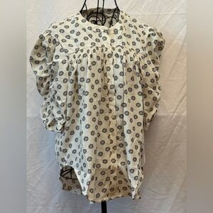 089 - bishop + young Cream and Black Floral Blouse